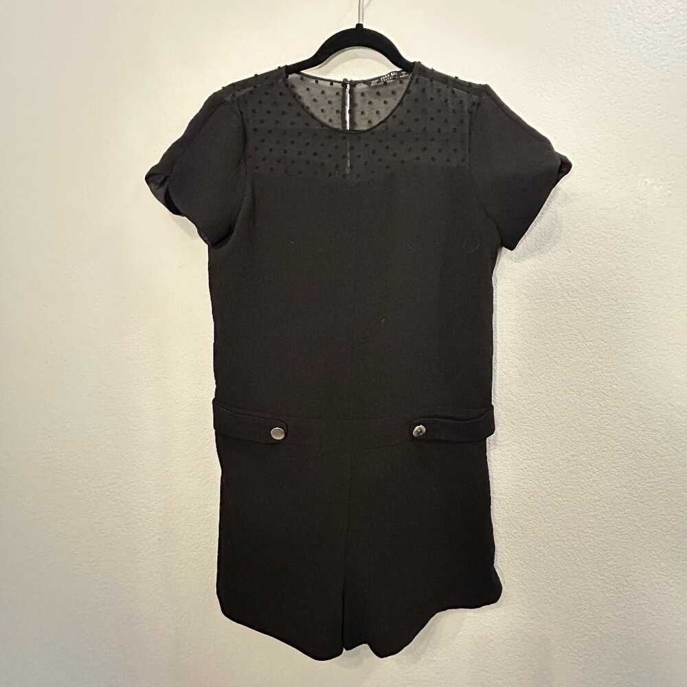 🖤 ZARA Basic Women’s Black Romper Short Sleeve | Size M 🖤